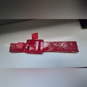 Oscar de la Renta Red Floral Cutout Belt